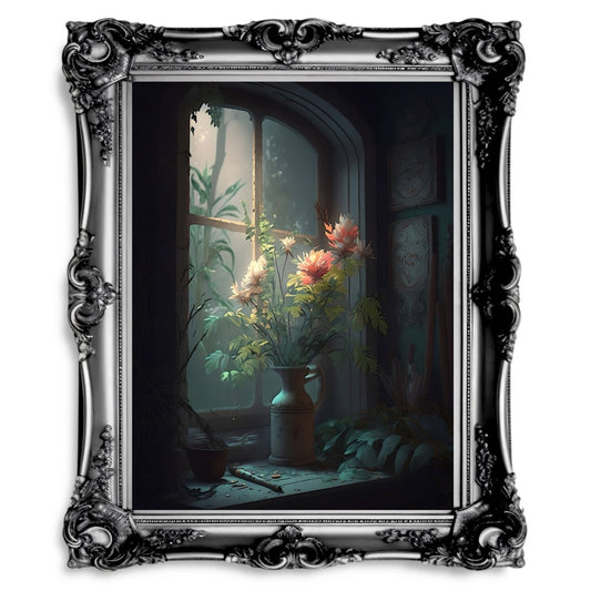 Vase with Flowers Wall Art Painting Moody Floral Decor Vintage Farmhouse Decor Serene and Elegant Home Decor Still Life Art - Everything Pixel