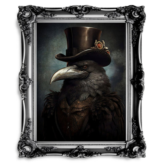 Victorian Crow Gentleman Dark Cottagecore Vintage Animal Portrait - Everything Pixel