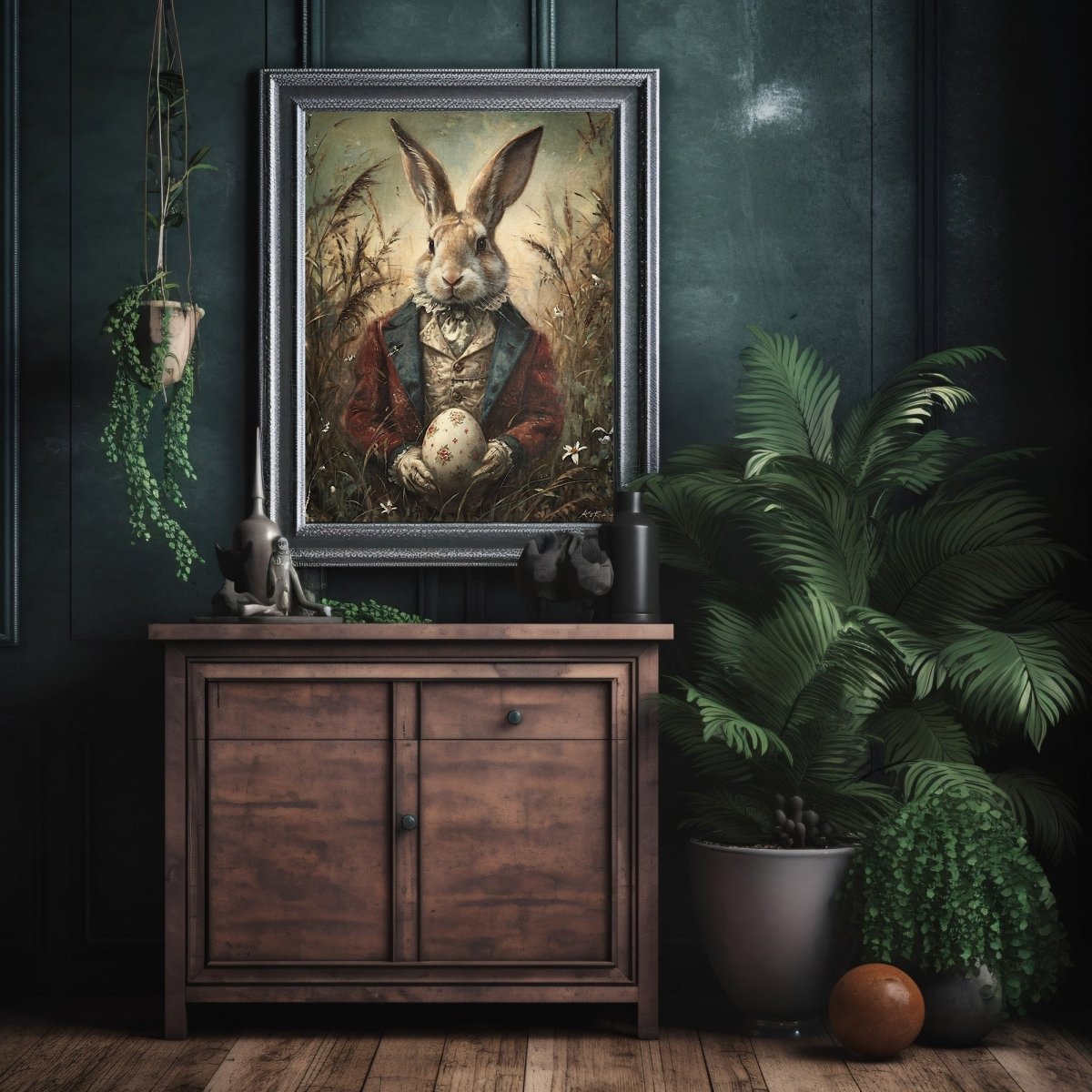 Victorian Easter Rabbit Gothic Wall Art - Vintage Print - Everything Pixel