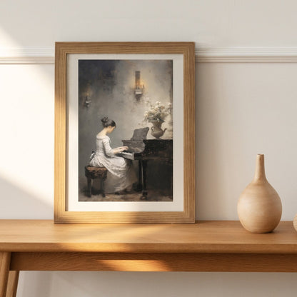 Victorian Woman Playing Piano Vintage Wall Art - Everything Pixel