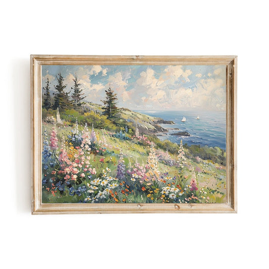 Vintage Coastal Spring Landscape Wall Art Print - Everything Pixel