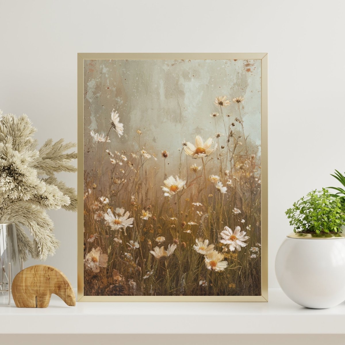 Vintage Daisy Flower Meadow Wall Art Print - Everything Pixel