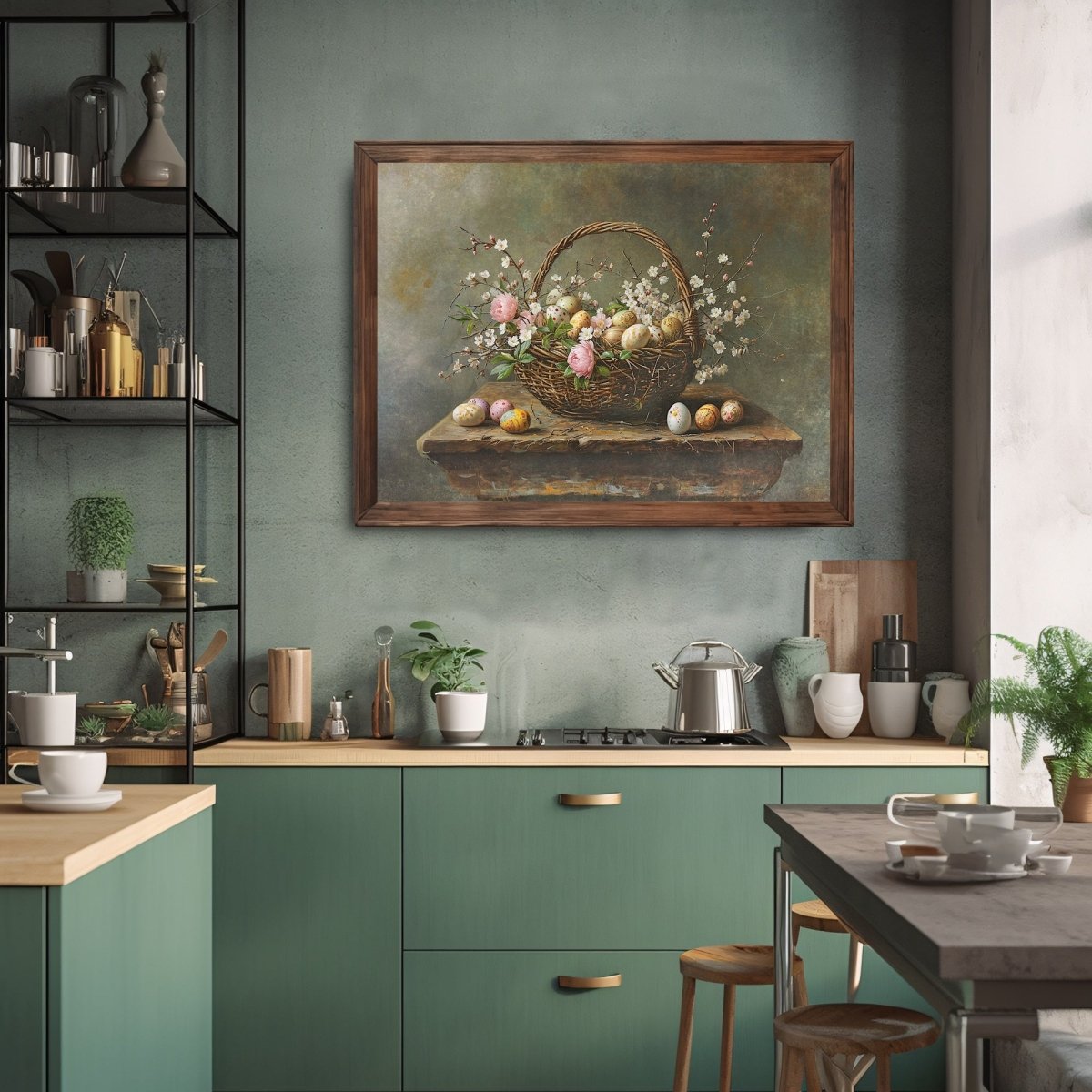 Vintage Easter Still Life - Wall Art Print with Spring Flowers - Everything Pixel