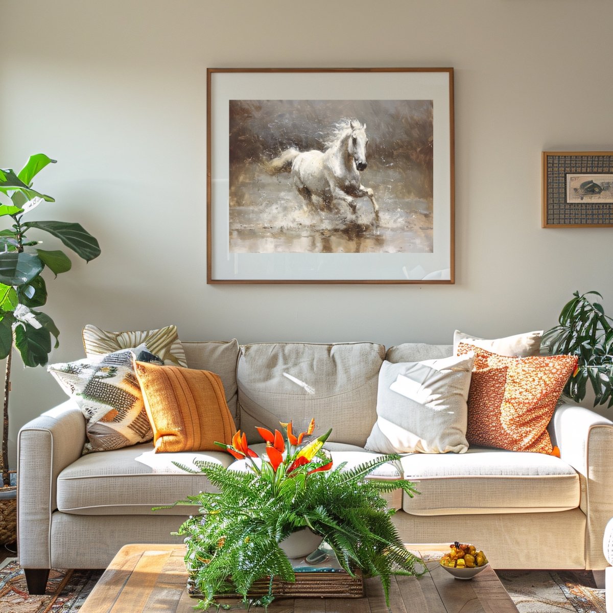 Vintage Galloping White Horse Wall Art Print - Everything Pixel