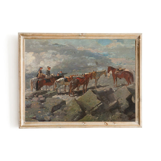 Vintage Horse Travelers on Mount Washington Wall Art Print - Everything Pixel