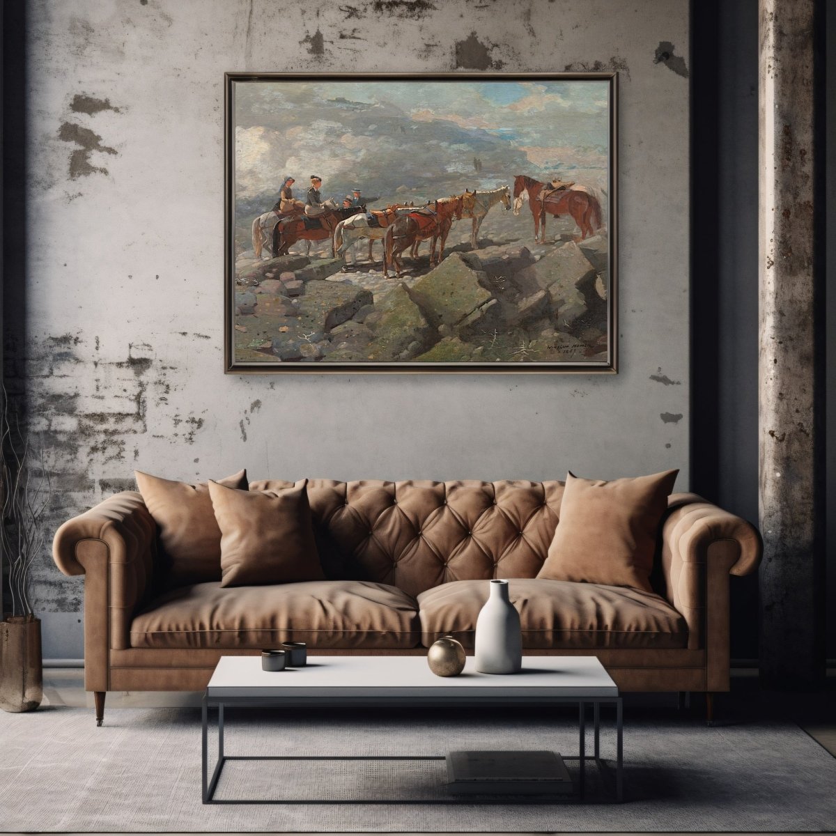 Vintage Horse Travelers on Mount Washington Wall Art Print - Everything Pixel