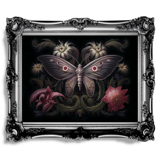 Vintage Moth Dark Academia Witchy Gothic Botanical Decor - Everything Pixel