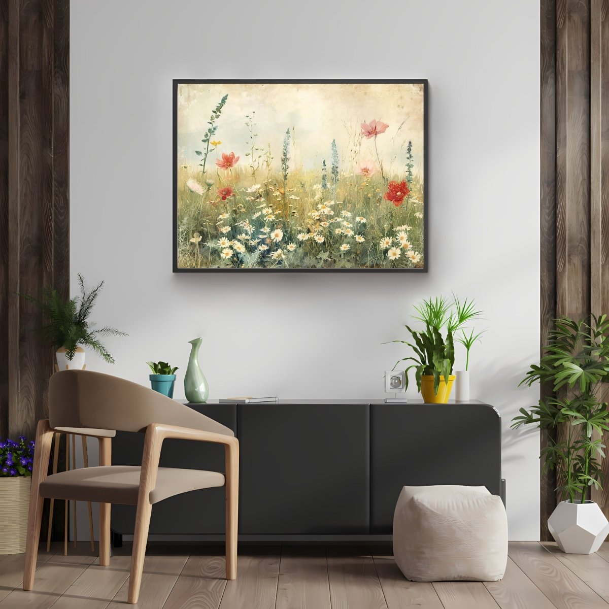 Vintage Spring Wildflower Meadow Wall Art Print - Everything Pixel