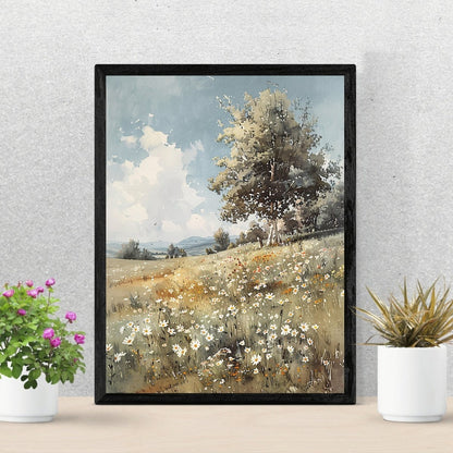 Vintage Wildflower Meadow Wall Art Print - Everything Pixel