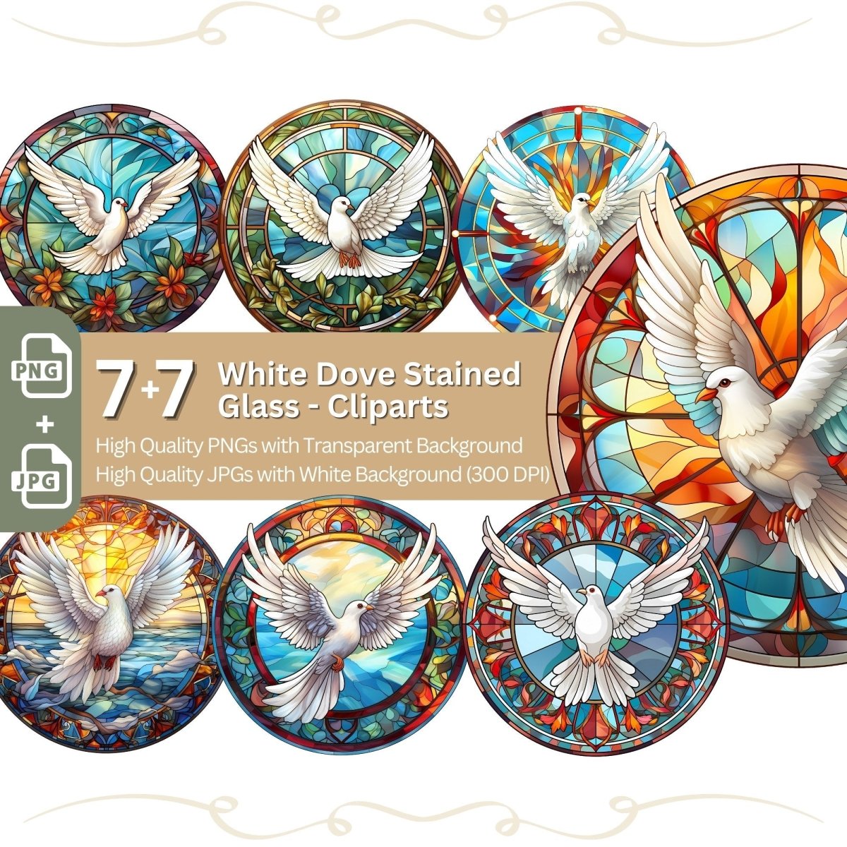 White Dove Clipart 7+7 High Quality PNG Bundle Religious - Everything Pixel