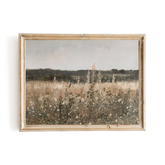 Wildflower Field Landscape Wall Art Antique Landscape Art - Everything Pixel