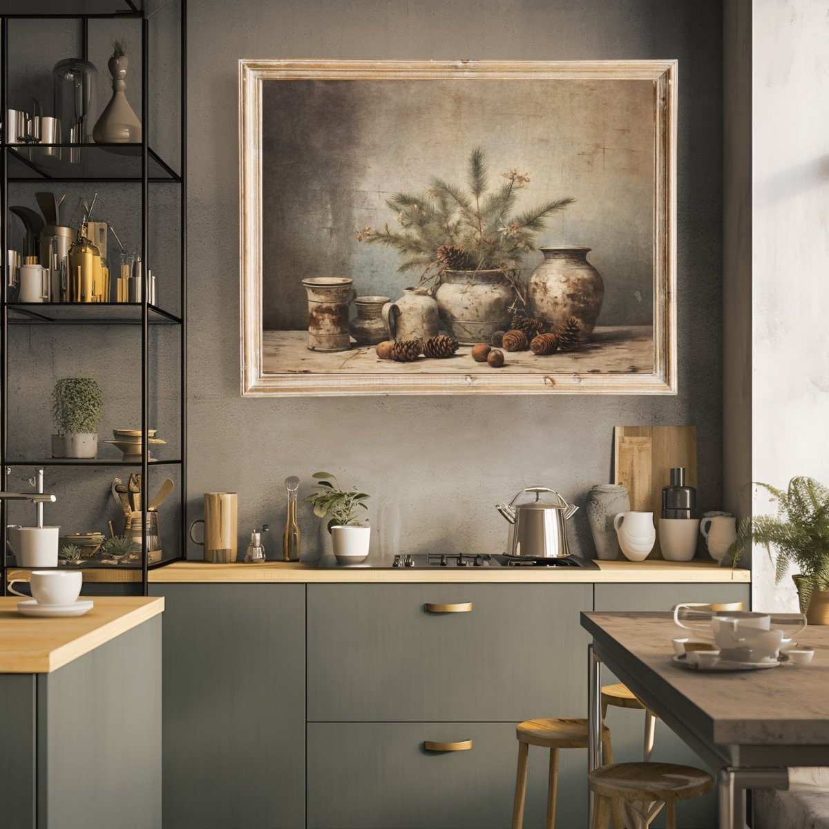 Winter Still Life Wall Art Vintage Kitchen Still Life Artwork Rustic Christmas Print Country Kitchen Decor Moody Farmhouse Art Paper Poster Print - Everything Pixel