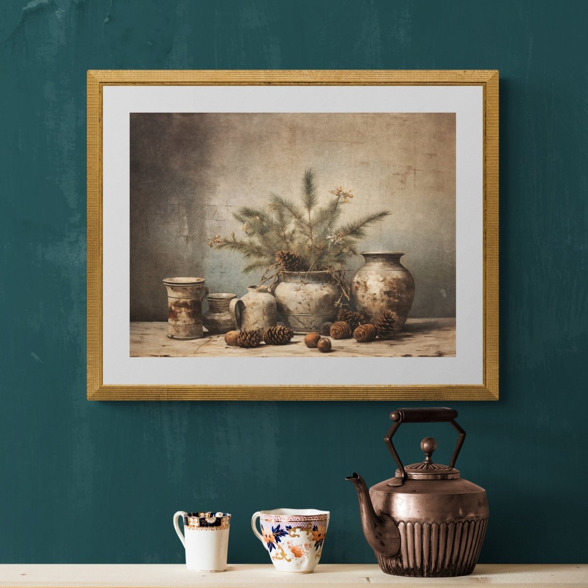 Winter Still Life Wall Art Vintage Kitchen Still Life Artwork Rustic Christmas Print Country Kitchen Decor Moody Farmhouse Art Paper Poster Print - Everything Pixel
