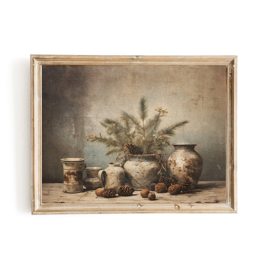 Winter Still Life Wall Art Vintage Kitchen Still Life Artwork Rustic Christmas Print Country Kitchen Decor Moody Farmhouse Art Paper Poster Print - Everything Pixel