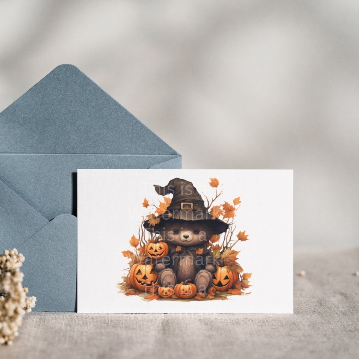 Witchy Halloween Teddy Bear 7+7 PNG Clip Art Bundle Invitation Card Design Paper Crafting Book Clipart Halloween Children Novel Graphics - Everything Pixel