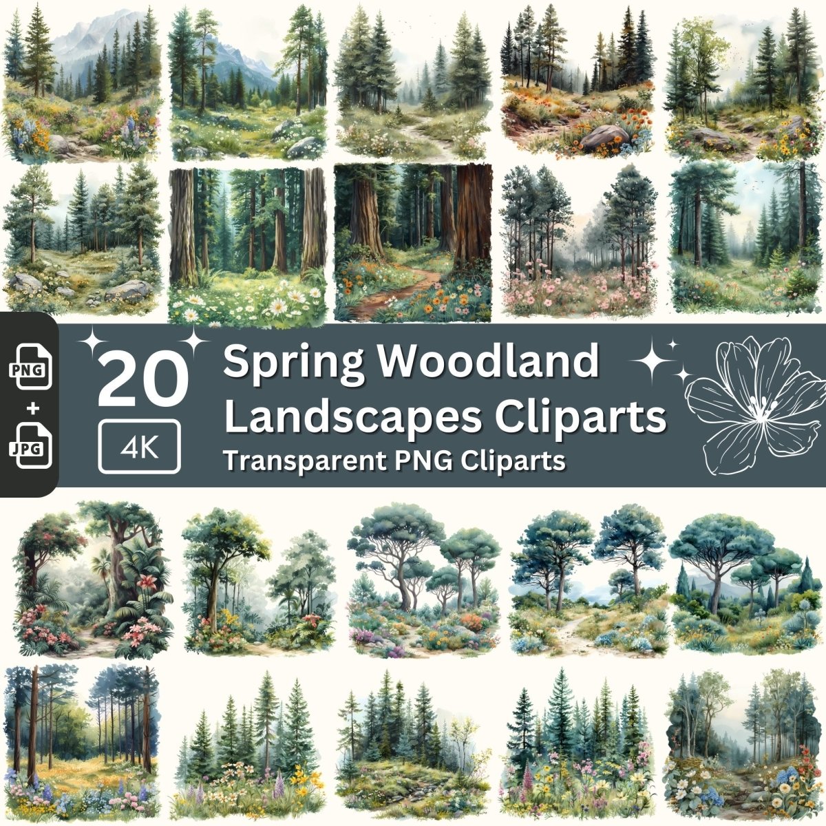 Woodland Spring - 20 Transparent Clipart Bundle - Everything Pixel