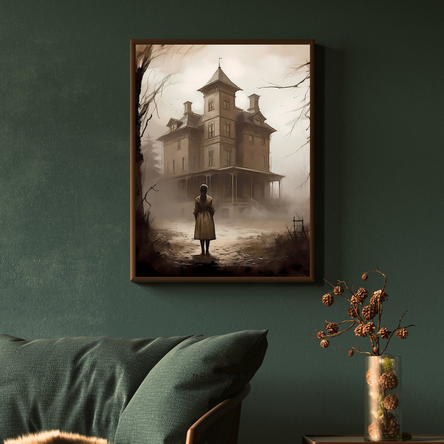 Abandoned Mansion Haunted House Paper Poster Prints Dark Spooky Decor Creepy Goth Wall Art Eerie Painting Dark Cottagecore Gothic Retro Wall Art