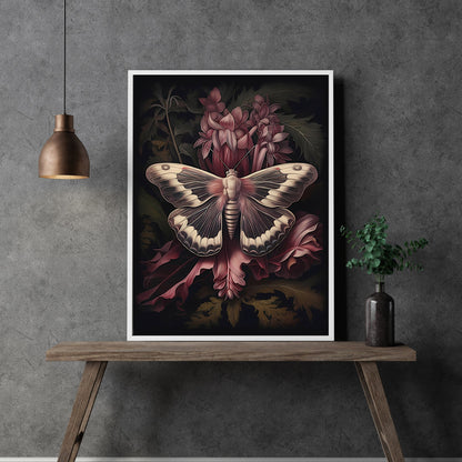 Botanisches Mottenpapier Poster Drucke Dark Cottagecore Wandkunst Moody Floral Goblincore Dekor Fairycore Print Dark Academia Ölgemälde Ästhetik