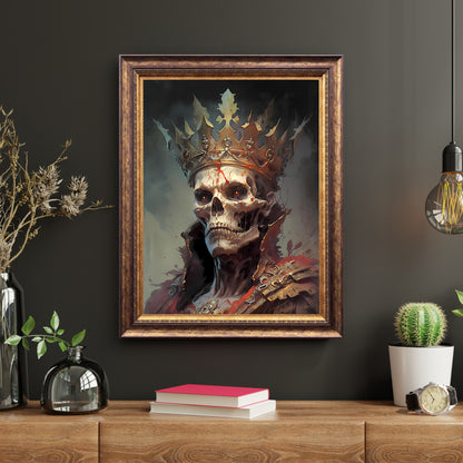 King of Death Gothic Wall Art Paper Poster Prints Wall Art Skull Portrait Gothic Home Decor Dark Academia Print Macabre Fantasy Painting Whimsigoth