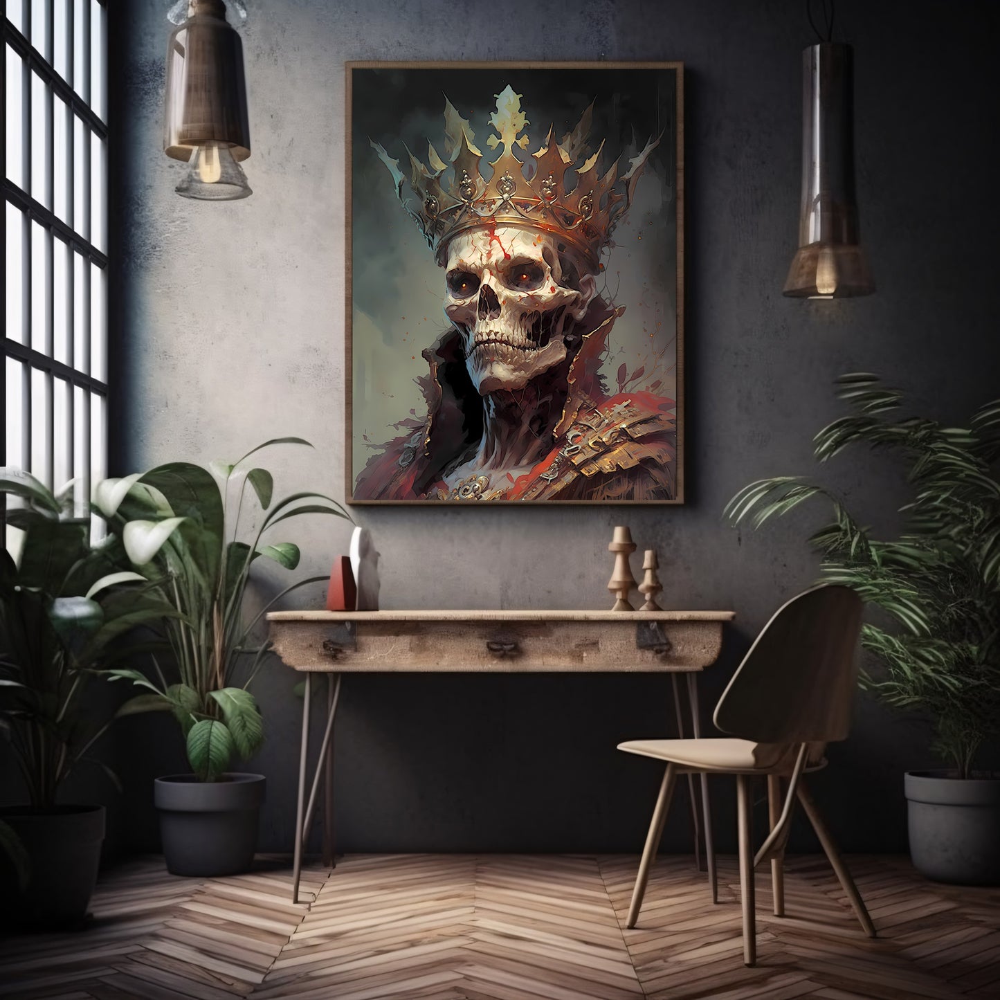 King of Death Gothic Wall Art Paper Poster Prints Wall Art Skull Portrait Gothic Home Decor Dark Academia Print Macabre Fantasy Painting Whimsigoth