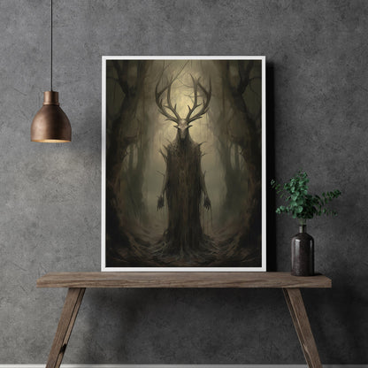 God of Forest Dark Cottagecore Papier Poster Drucke Wandkunst Vintage Dark Academia Druck Dunkle ästhetische Raumdekoration Gothic Okkult Hexerei Druck