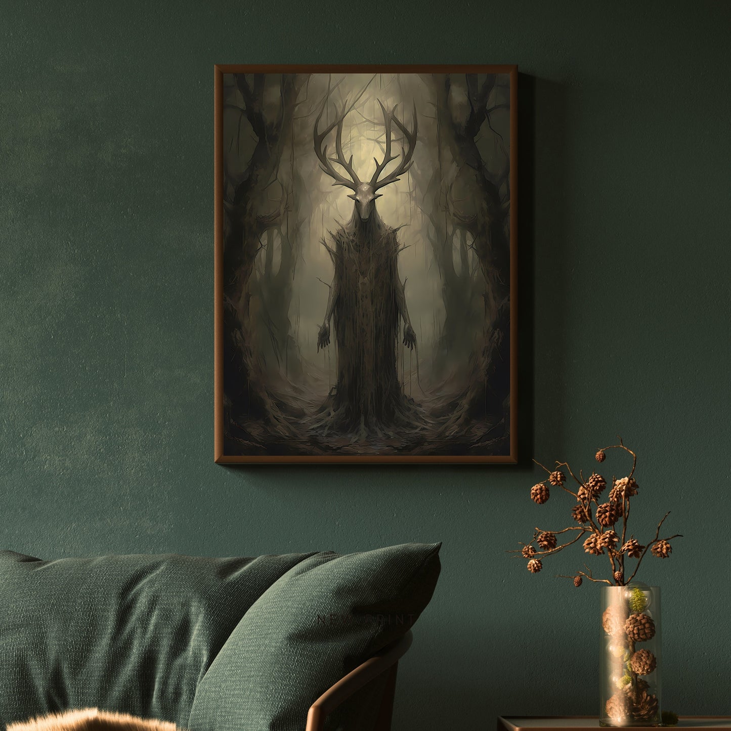 God of Forest Dark Cottagecore Papier Poster Drucke Wandkunst Vintage Dark Academia Druck Dunkle ästhetische Raumdekoration Gothic Okkult Hexerei Druck