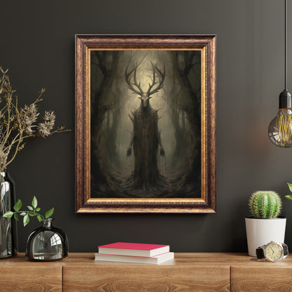 God of Forest Dark Cottagecore Papier Poster Drucke Wandkunst Vintage Dark Academia Druck Dunkle ästhetische Raumdekoration Gothic Okkult Hexerei Druck