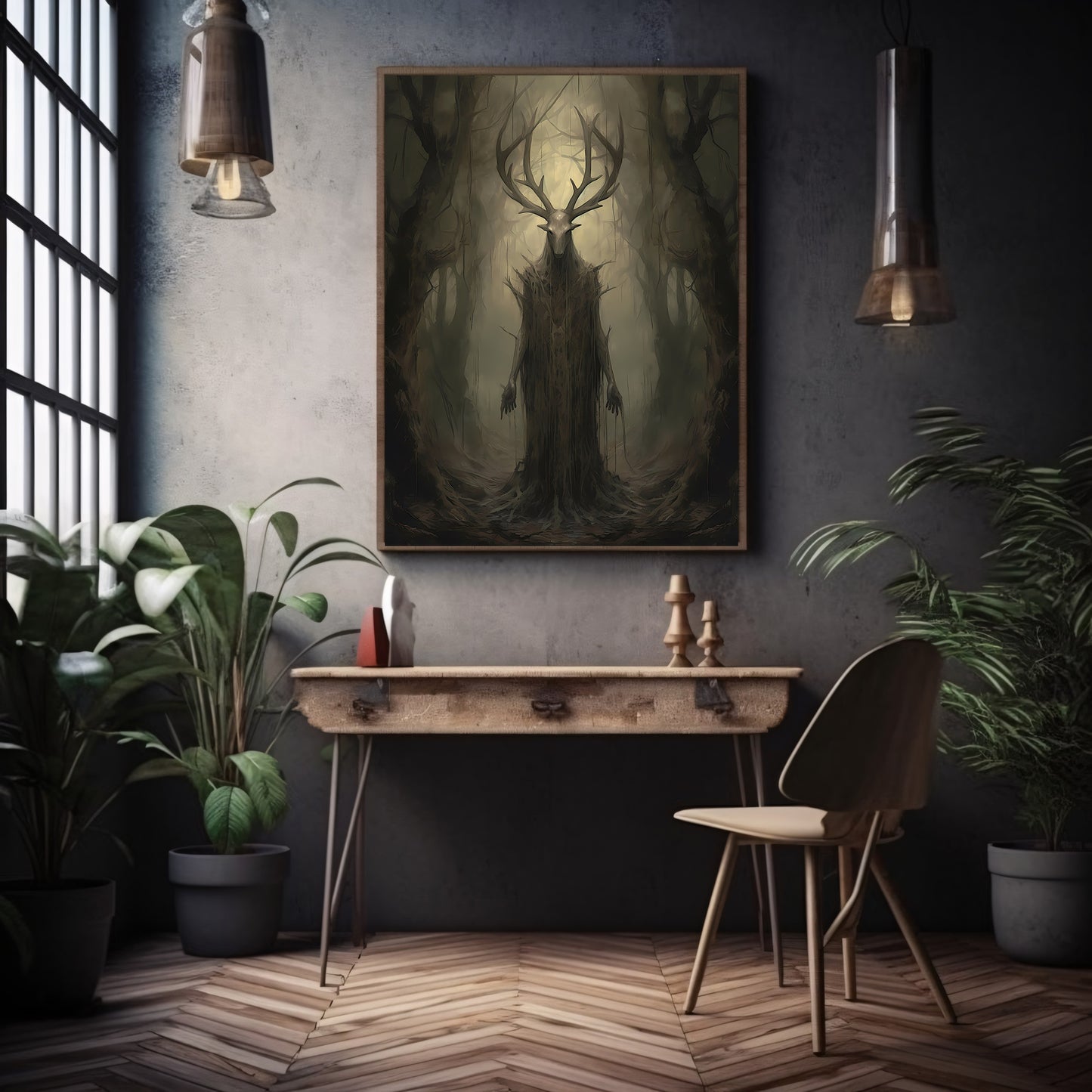 God of Forest Dark Cottagecore Papier Poster Drucke Wandkunst Vintage Dark Academia Druck Dunkle ästhetische Raumdekoration Gothic Okkult Hexerei Druck