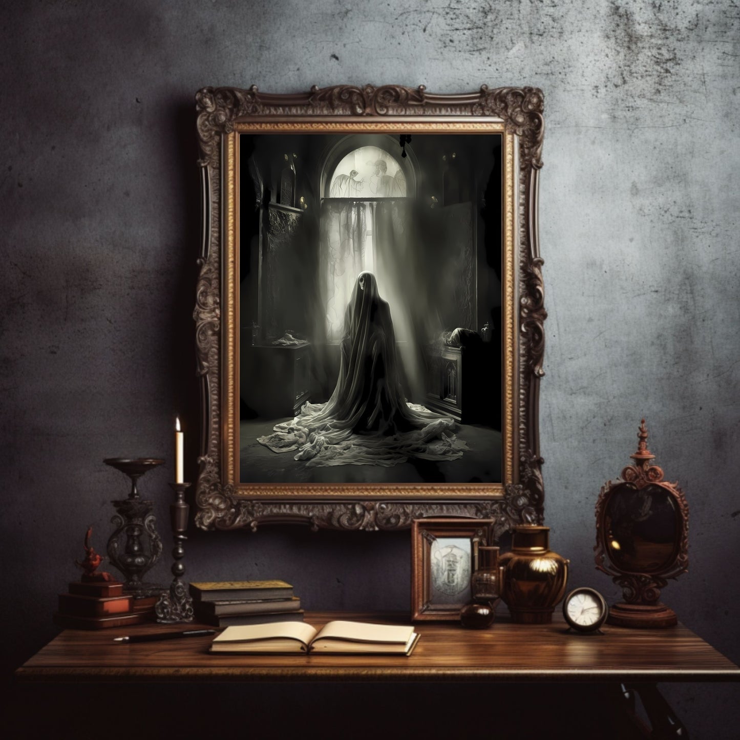 Inside Abandoned Mansion Haunted House Gothic Wall Art Paper Poster Prints Dark Spooky Decor Creepy Goth Painting Gothic Retro Wall Art