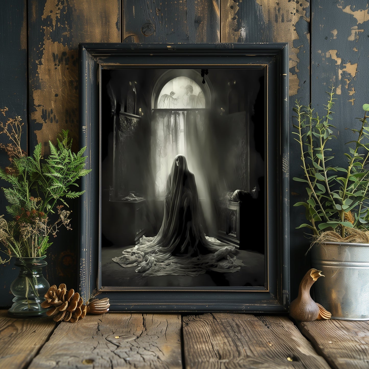 Inside Abandoned Mansion Haunted House Gothic Wall Art Paper Poster Prints Dark Spooky Decor Creepy Goth Painting Gothic Retro Wall Art