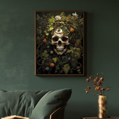 Gothic Floral Skull Gothic Wall Art Vintage Poster Art Poster Print Home Decor Victorian Painting Dark Cottagecore Flowers Skeleton Paper Poster Print