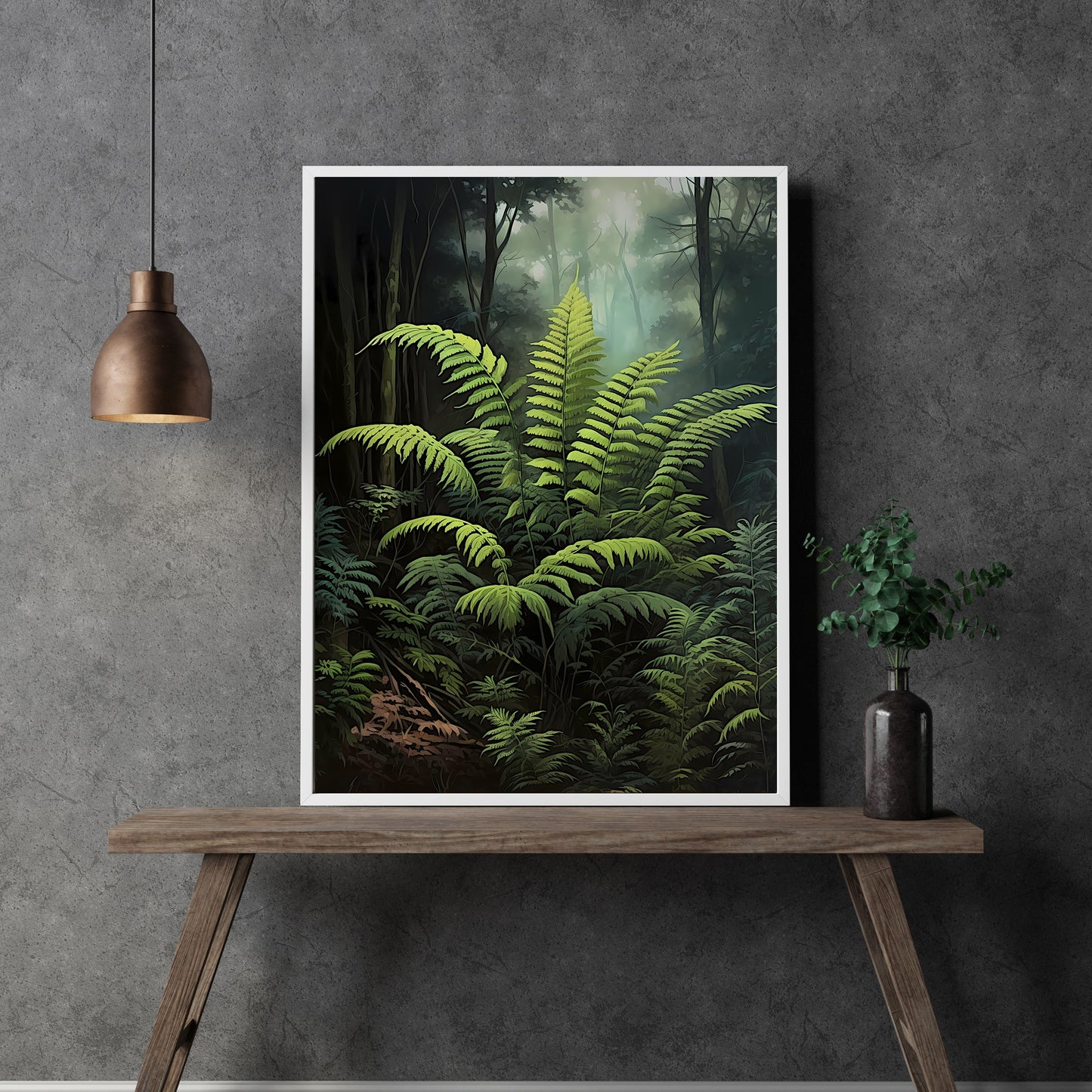 Fern in Deep Forest Dark Cottagecore Wall Art Vintage Botanical Decor Green Aesthetic Wall Art Goblincore Oil Painting Dark Moody Gothic Paper Poster Print