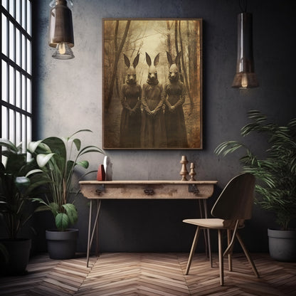 Kult des Kaninchens Wandkunst Dark Cottagecore Vintage Fotografie Hexendekor Gothic Okkult Poster Dark Academia Home Print Papier Posterdruck