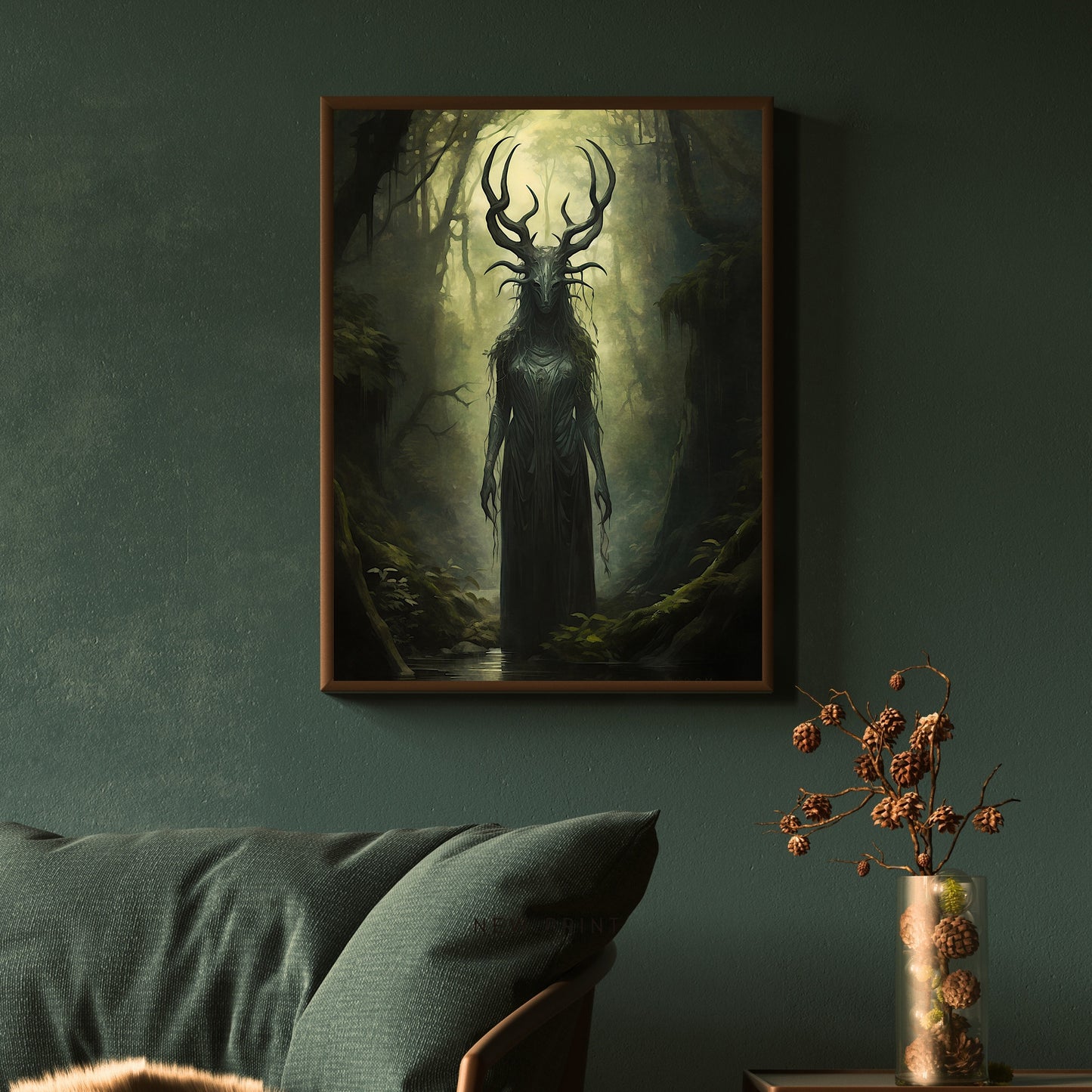 Goddess of Forest Gothic Wall Art Dark Cottagecore Vintage Dark Academia Print Dark Aesthetic Room Decor Gothic Occult Witchcraft Print Paper Poster Print
