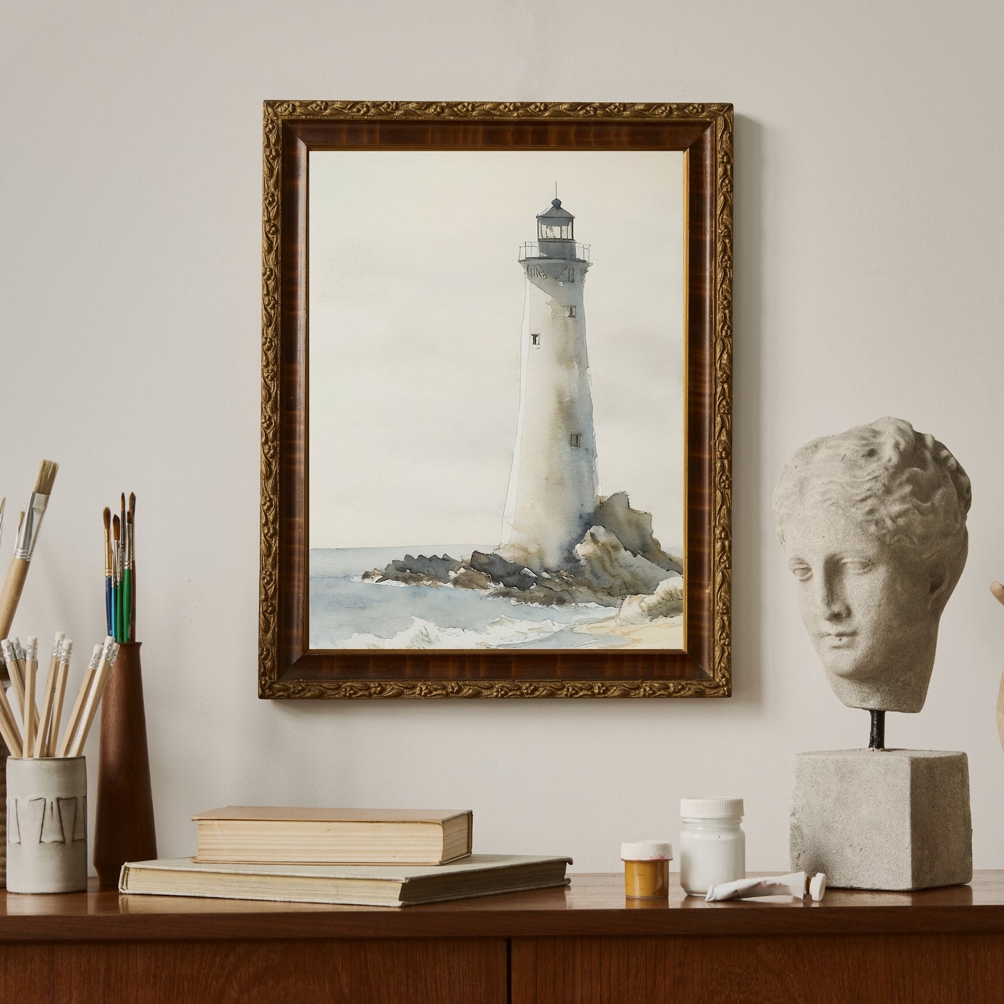Leuchtturm-Druckpapier-Poster druckt Vintage-Kunst, Aquarellmalerei, nautische Malerei, Küstenkunst, Bauernhauskunst