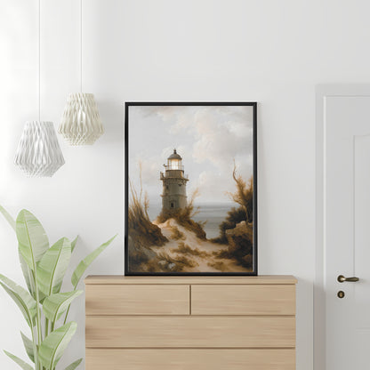 Leuchtturm am Strand Druck Papier Poster Drucke Vintage-Kunst, nautische Malerei, Küstenkunst, Meereslandschaftskunst, Rembrandt-Stil