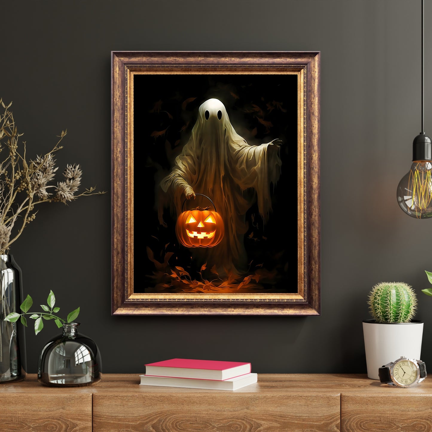 Halloween Ghost Wall Art Vintage Oil Painting Spooky Decor Dark Cottagecore Gothic Halloween Poster Dark Academia Art Print Paper Poster Print