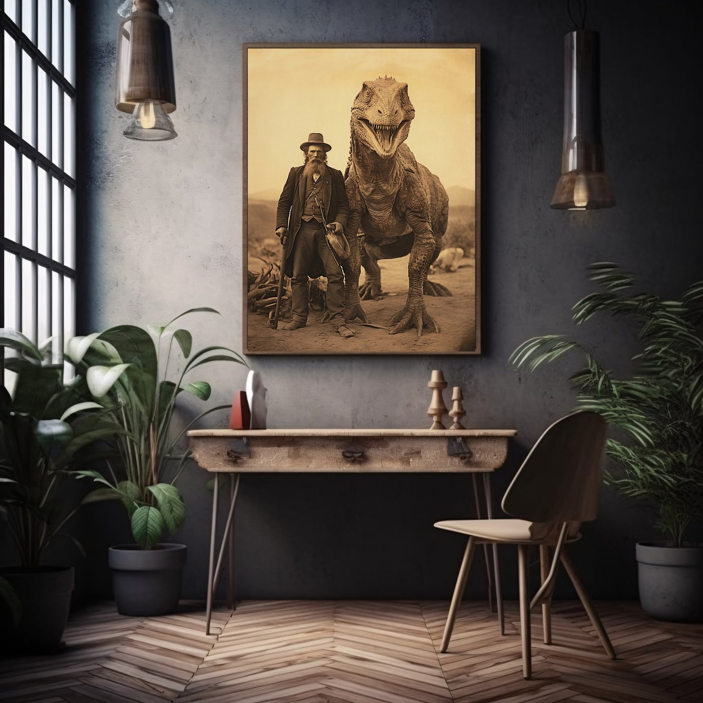 Wilder Westen Dinosaurier Wandkunst Vintage Fotografie Hexendekor Gothic Jurassic Poster Dark Cottagecore Dark Academia Home Print Papier Posterdruck