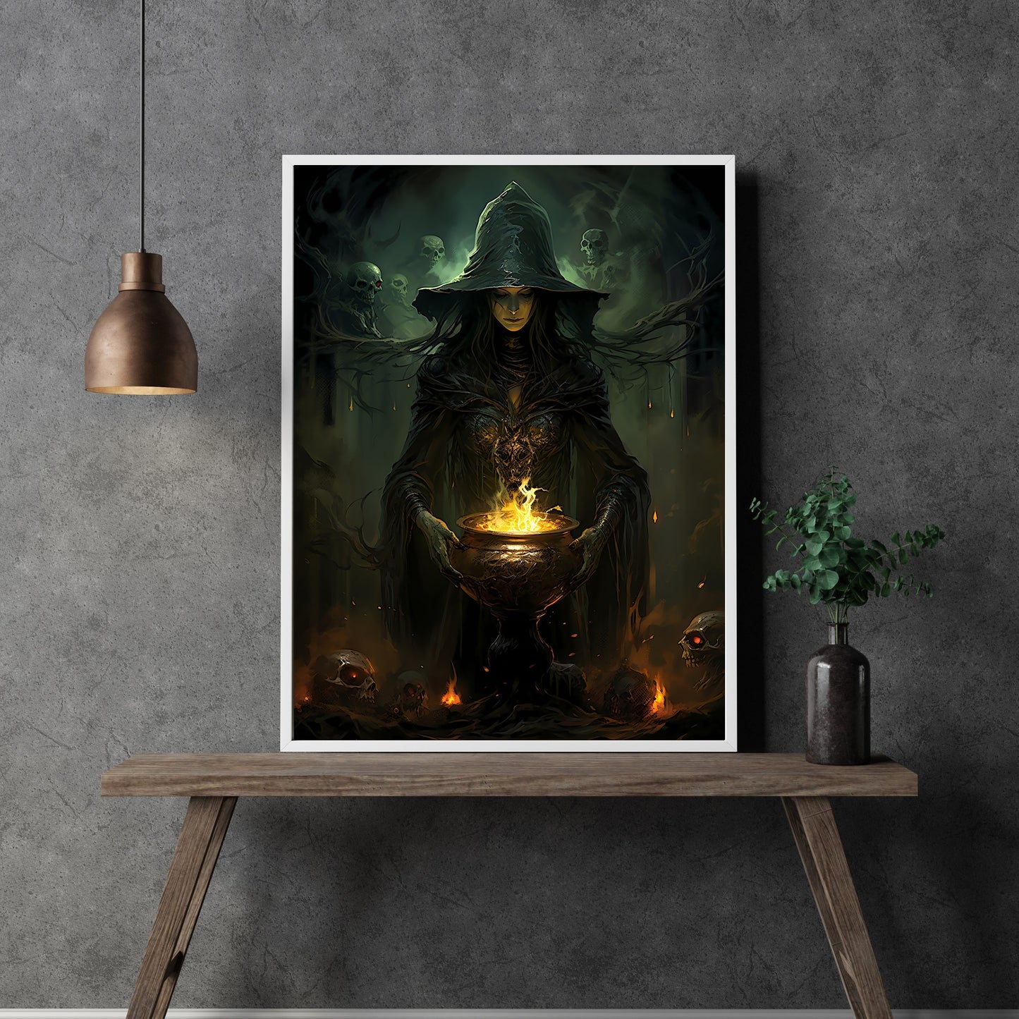 Dark Witch Halloween Wandkunst Gemälde Gruseliges Dekor Dark Cottagecore Gothic Halloween Poster Dark Academia Kunstdruck Witch Brew Papier Posterdruck