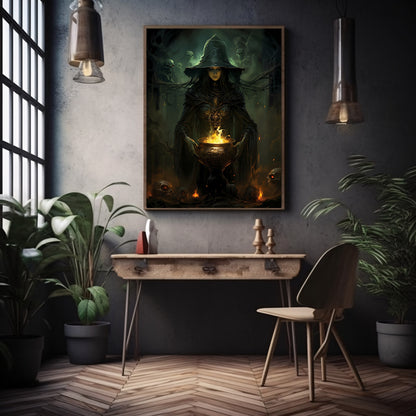 Dark Witch Halloween Wandkunst Gemälde Gruseliges Dekor Dark Cottagecore Gothic Halloween Poster Dark Academia Kunstdruck Witch Brew Papier Posterdruck