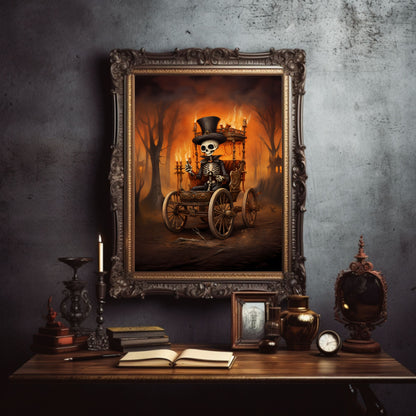 Viktorianischer Feuerreiter Halloween Wandkunst Vintage Ölgemälde Gruseliges Dekor Dark Cottagecore Gothic Poster Dark Academia Kunstpapier Posterdruck