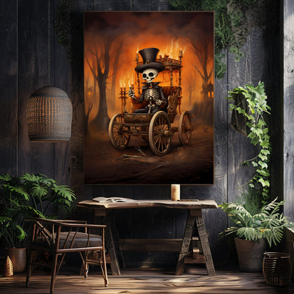 Viktorianischer Feuerreiter Halloween Wandkunst Vintage Ölgemälde Gruseliges Dekor Dark Cottagecore Gothic Poster Dark Academia Kunstpapier Posterdruck