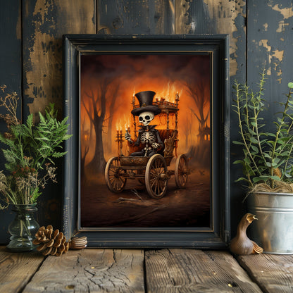 Viktorianischer Feuerreiter Halloween Wandkunst Vintage Ölgemälde Gruseliges Dekor Dark Cottagecore Gothic Poster Dark Academia Kunstpapier Posterdruck