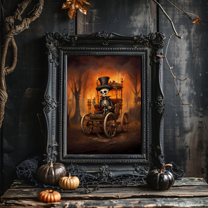 Viktorianischer Feuerreiter Halloween Wandkunst Vintage Ölgemälde Gruseliges Dekor Dark Cottagecore Gothic Poster Dark Academia Kunstpapier Posterdruck