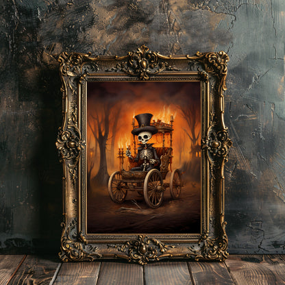 Viktorianischer Feuerreiter Halloween Wandkunst Vintage Ölgemälde Gruseliges Dekor Dark Cottagecore Gothic Poster Dark Academia Kunstpapier Posterdruck