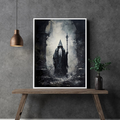 Winter Wizard Printable Wall Art Fantasy Painting Dark Cottagecore Decor Gothic Poster Dark Academia Art Arcane Bewitching Paper Poster Prints