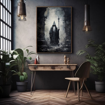Winter Wizard Printable Wall Art Fantasy Painting Dark Cottagecore Decor Gothic Poster Dark Academia Art Arcane Bewitching Paper Poster Prints