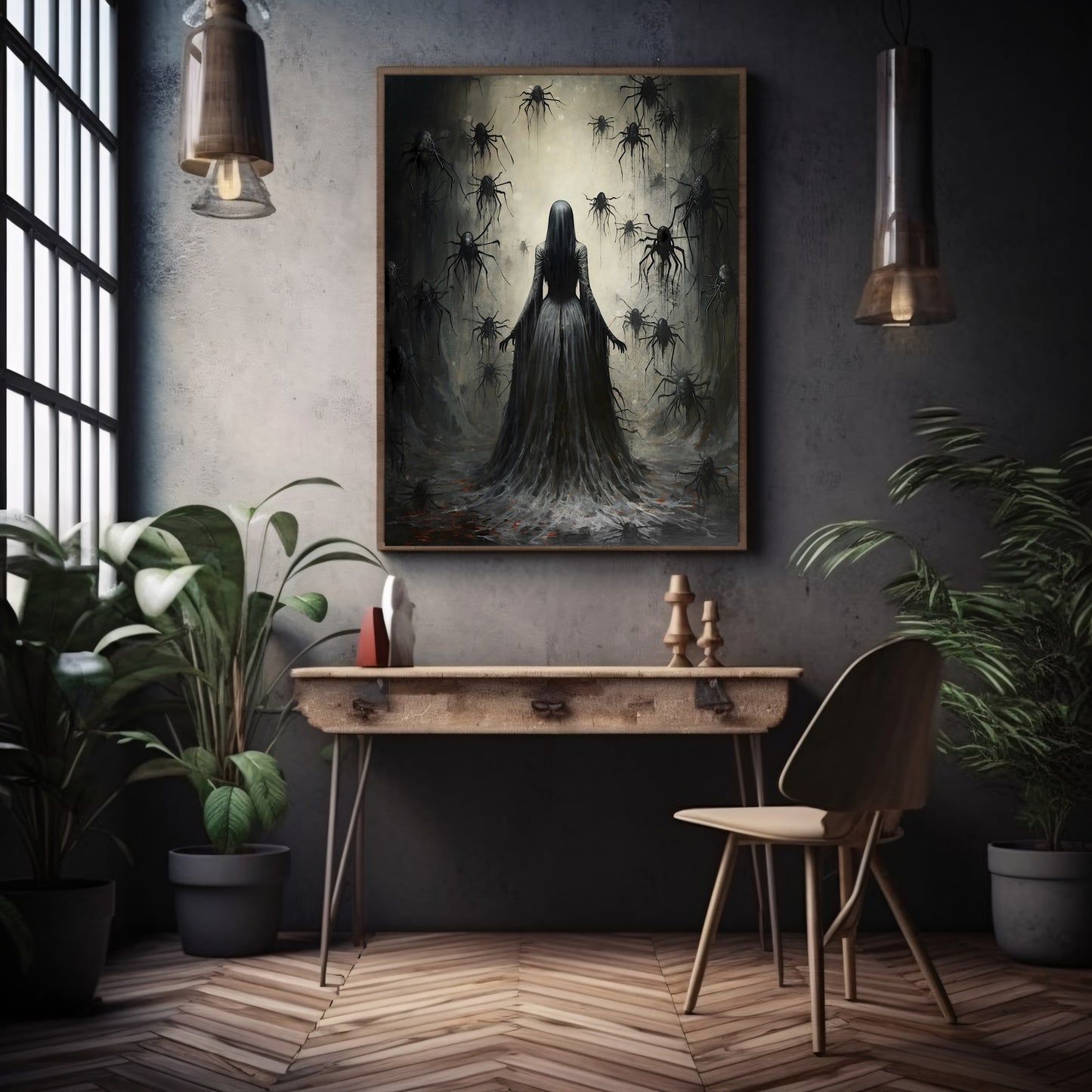 Queen of Spiders Wall Art Moody Painting Dark Cottagecore Decor Gothic Poster Dark Academia Art Witchy Spooky Halloween Paper Poster Prints