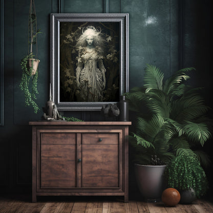 Legend of the White Lady Gothic Wall Art Vintage Dark Academia Print Dark Aesthetic Room Decor Victorian Ghost Historic Portrait Artwork Paper Poster Prints