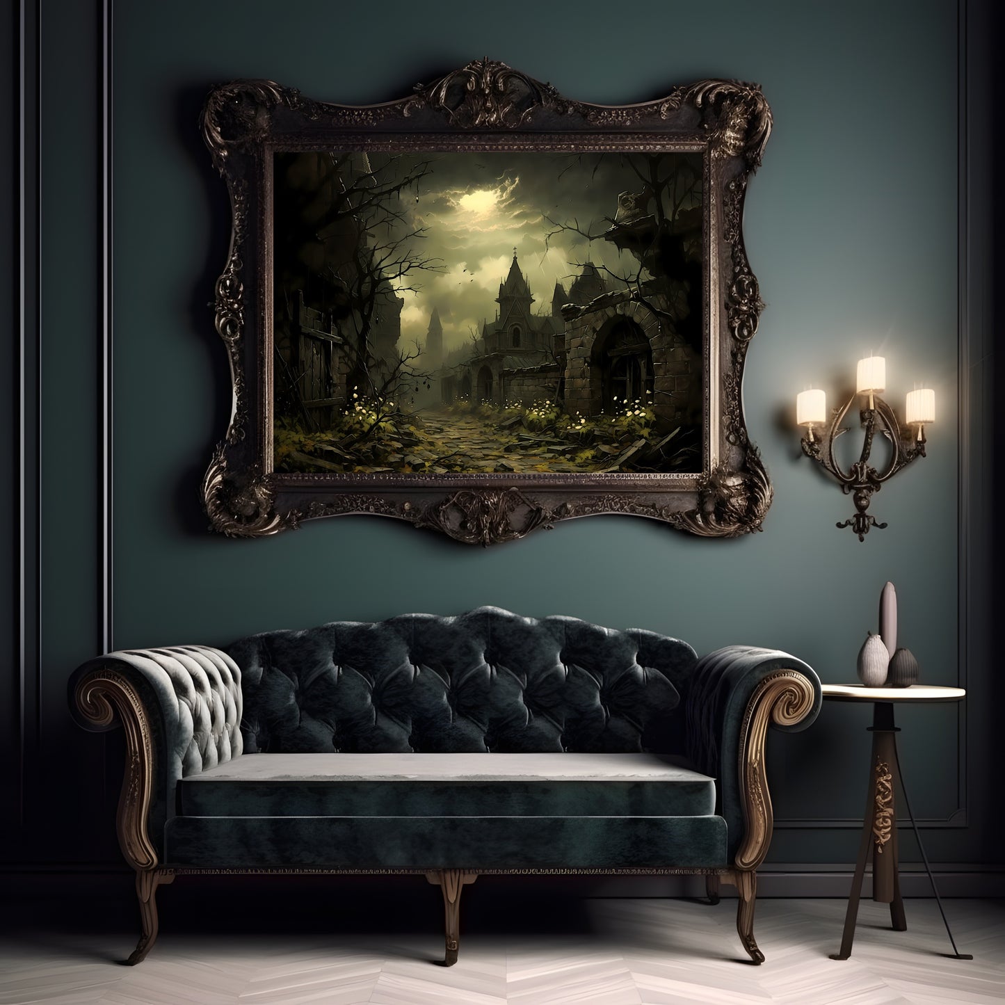 Abandoned Village Gothic Wall Art Romantic Lost Place Wall Decor Dark Cottagecore Artwork Vintage Nature Reclaim Aestetic Painting Paper Poster Print